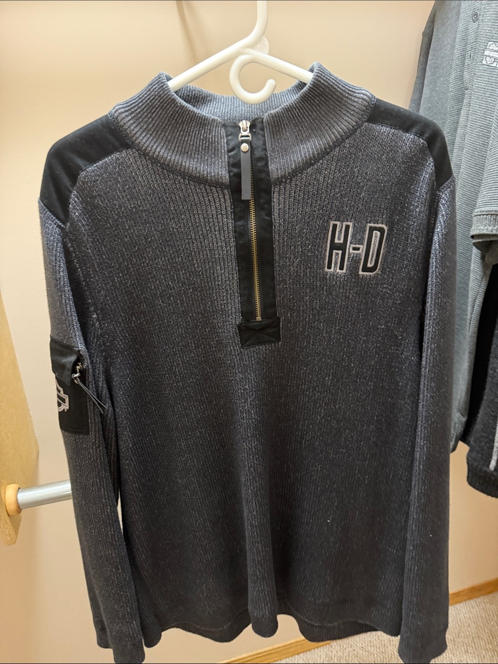 Harley-Davidson Black Charcoal Half-Zip Knit Pullover